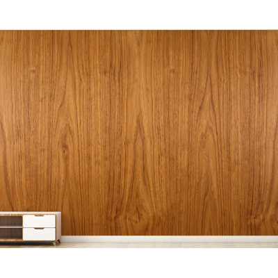 Teak Wood Wallpaper, Vintage 1970s Wood Veneer Wallpaper, Retro Brown Wood Grain Wall Mural, Mid Century Modern Wall Decor  1280DRS