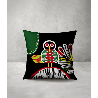 Folksy Bird  Square Throw Pillow