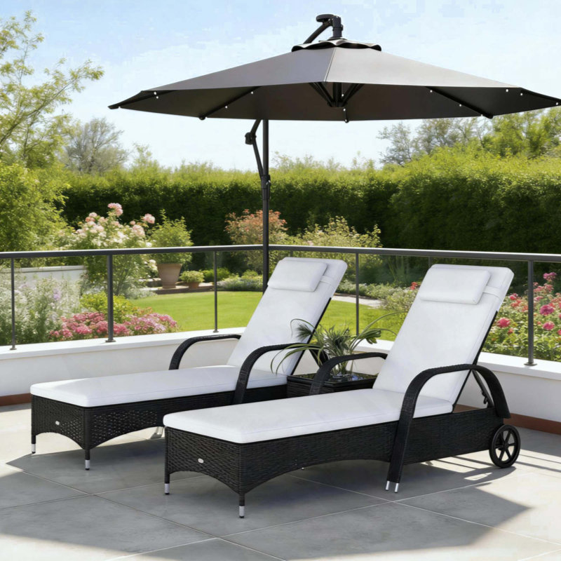3 Pcs Outdoor Chaise Lounge Chair Set