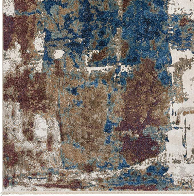 Tapis extérieur bleu / brun Elmdale, Rectangle 8 pi x 10 pi