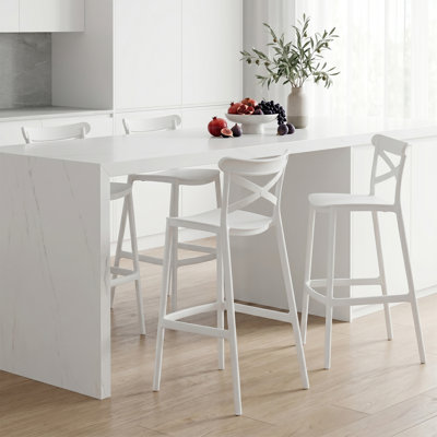 Tabouret de bar 29,5 po empilable 29,5 po, sans assemblage, avec support pour l'extérieur, l'intérieur, l'îlot de cuisine et le balcon