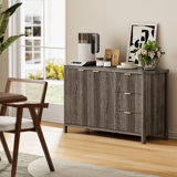 Fluted Storage Cabinet 2 Door with Drawer & Adjustable Shelf