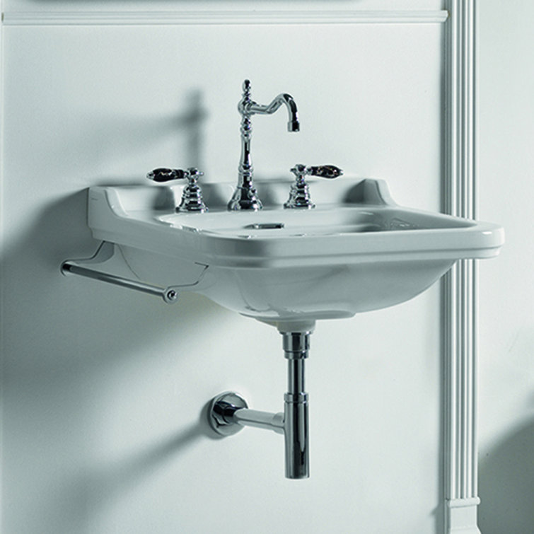 WS Bath Collections Waldorf 21.7'' Glossy White Ceramic Rectangular Bathroom Sink with Overflow