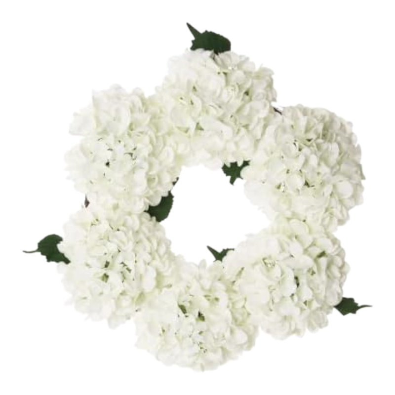 6pc Faux Hydrangea 18" Tall Wreath