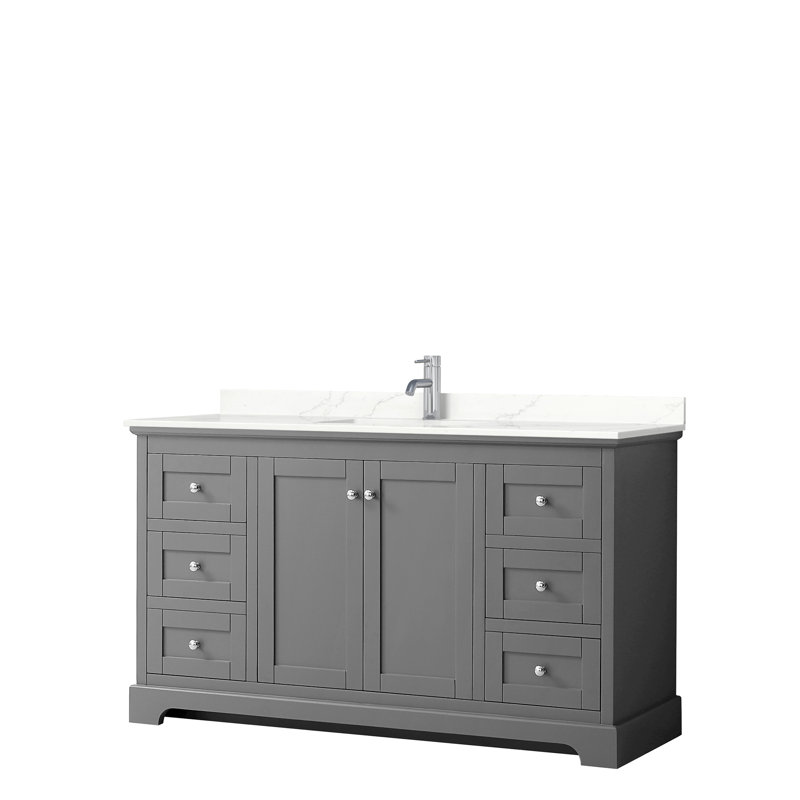 Avery 60'' Dark Gray Single Bathroom Vanity with Marble Top