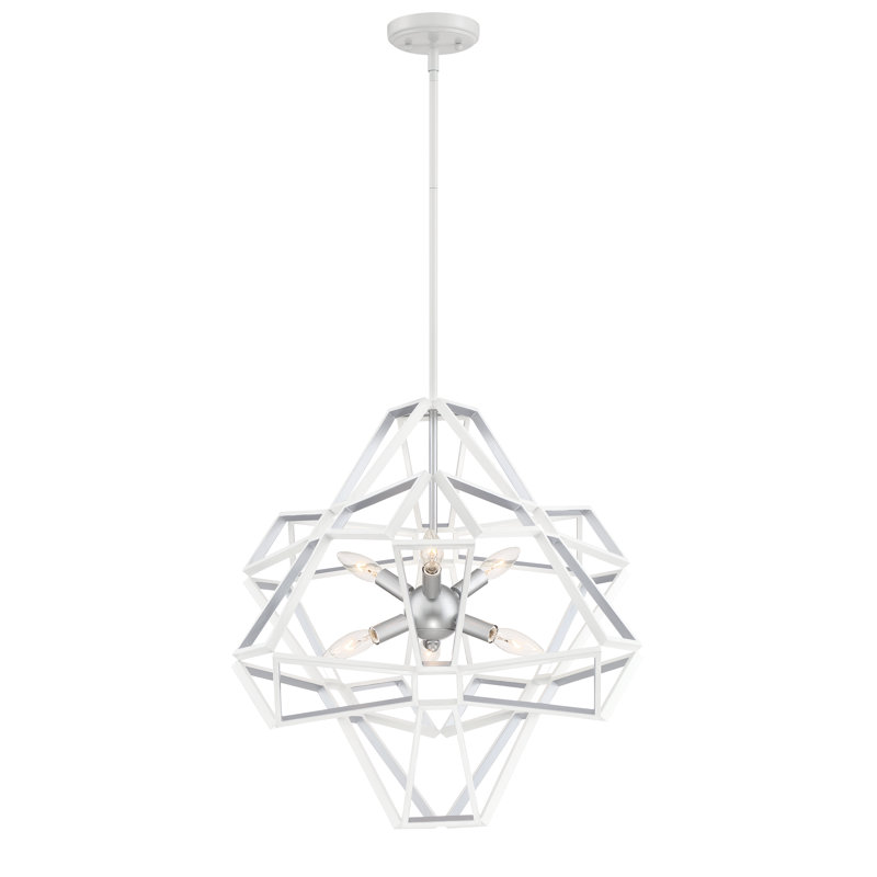 Lustre géométrique unique à 6 lumières Nil, Argent