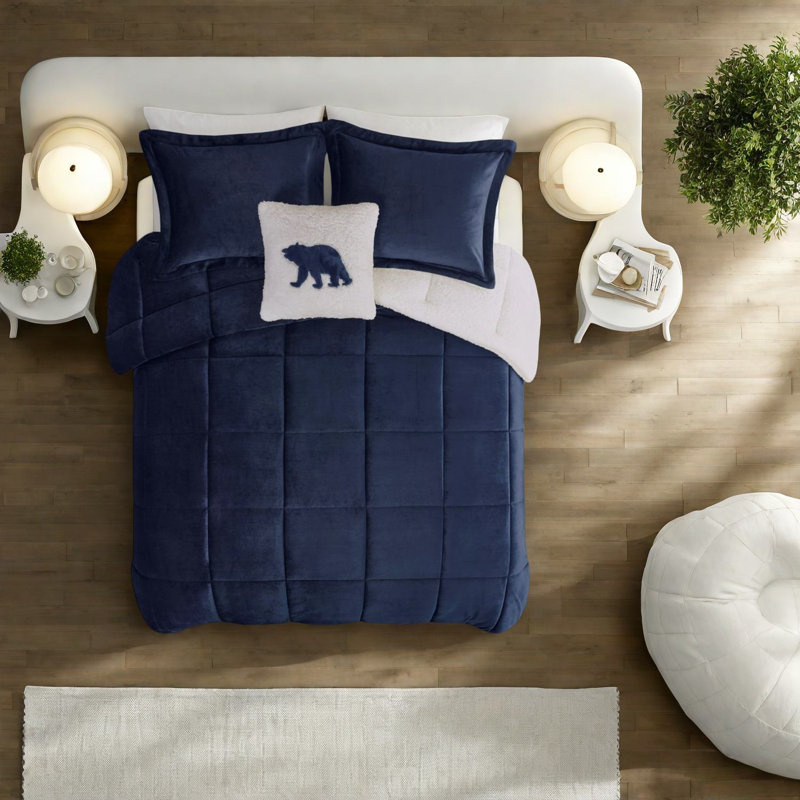 Ensemble de literie en sherpa douillet, confort moelleux en polyester, style chalet