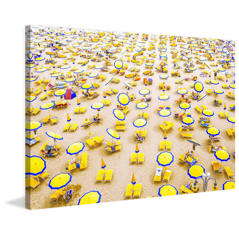 Yellow Umbrellas - Wrapped Canvas Print, 30" H x 45" W x 1.5" D