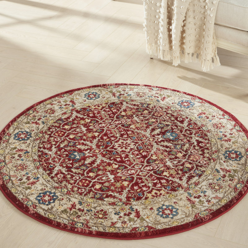 Tapis en polypropylène tissé à la machine en brique / beige, Rectangle 5 pi 3 po x 7 pi 6 po