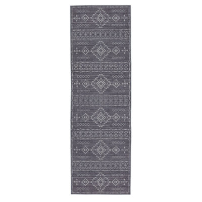 Maril Ivan Washable Grey And Ivory Runner Rug