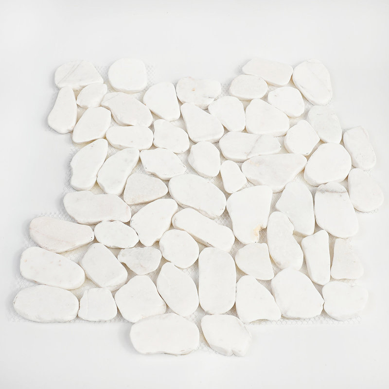 StoneCreek Pebble Mosaic Tile for Floors & Walls, 6 Pieces per Box, White