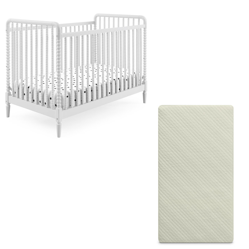 Saint 4-in-1 Convertible Crib, Bianca White, Crib + Mattress