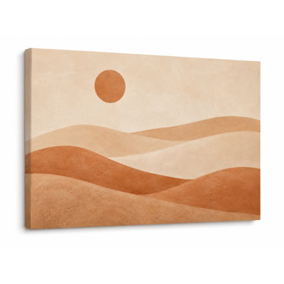 «Minimal Desert Sun - Warm Abstract Desert Landscape», estampe numérique sur toile tendue