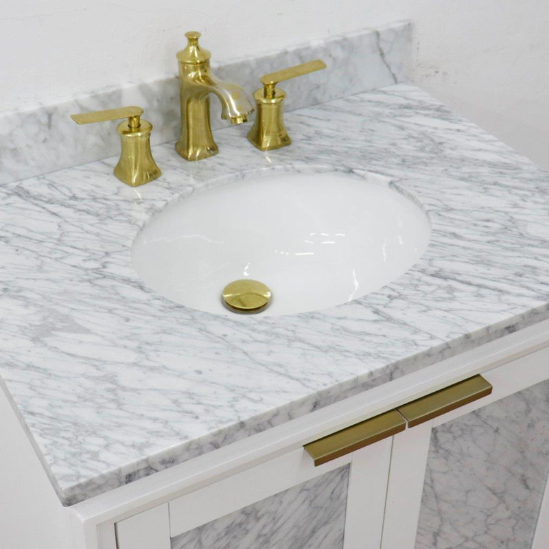 Ensemble de meuble-lavabo simple 31 "avec miroir Schreck, Blanc
