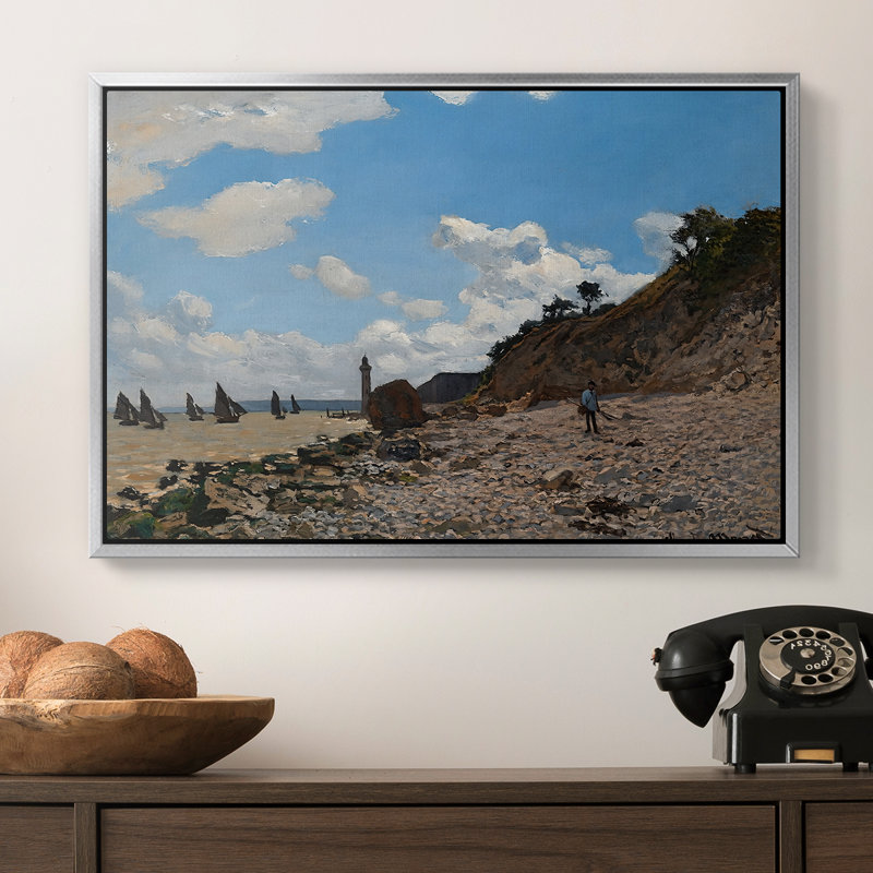 La plage à Honfleur, 1864 - Claude Monet, toile tendue avec châssis, 16 x 24, Argent