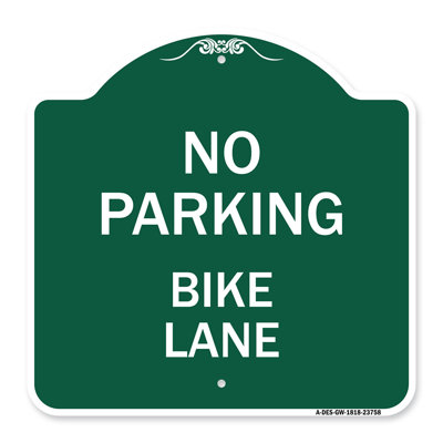 Enseigne Signmission Designer Series - Pas de place pour les vélos | Enseigne architecturale en aluminium de gros calibre vert et blanc 18 po x 18 po | Protégez votre entreprise et votre commune | Fabriqué aux États-Unis