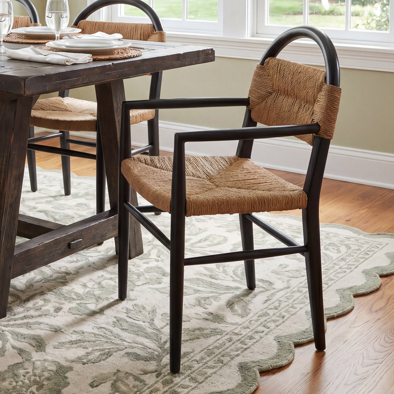 Kashmir Dining Armchair, Brown, Black