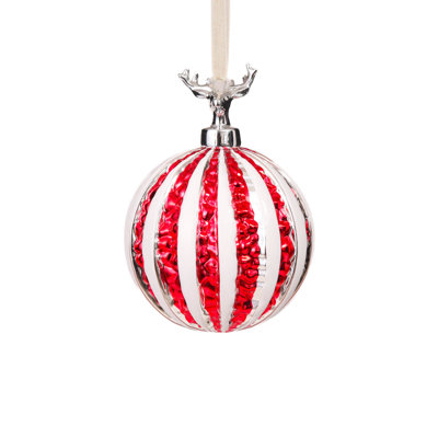 Balls & Finials 4.3'' Handmade Candycane Glass Accents Finial Ornament