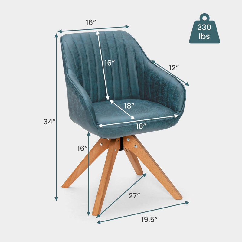 Iridessa Faux Leather Swivel Armchair, Blue Faux Leather