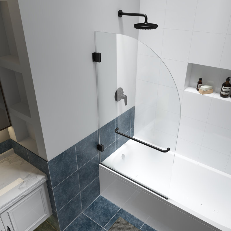 Julien 34'' - W x 58'' H Door Frameless Tub Door with Heat Soaking Process;Protective Coating Treatment, Black
