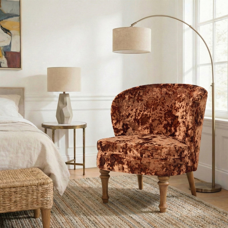 26" Wide Vintage Velvet Accent Chair Wingback Side Chair for Living Room, Orange