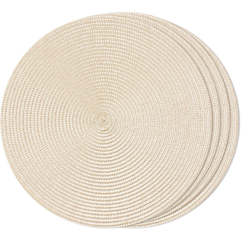 Ensemble de 4 napperons ronds tressés tressés antidérapants ivoire, 4 pièces
