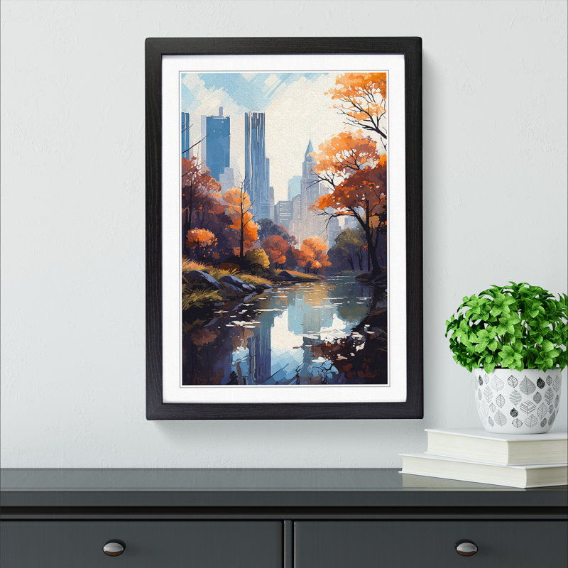 Central Park Digital - Single Picture Frame Print on Wood, Black Framed, 34cm H x 25cm W x 2cm D