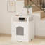 Enceinte de litière moderne en bois avec tablette de rangement et armoire cachée pour l'intérieur.