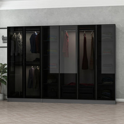 Nebras 6 Door Solid + Manufactured Wood Wardrobe