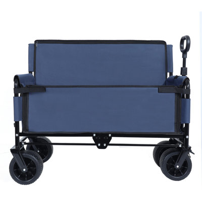 3-in-1 Convertible Folding Wagon Cart with Bench Seat & Storage - 500lbs Heavy-Duty Utility Wagon