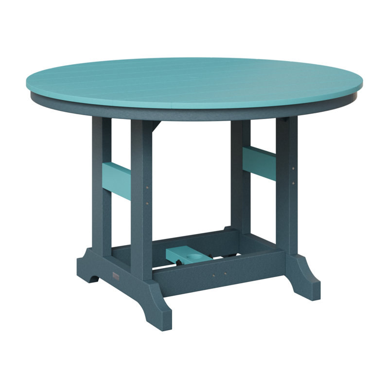 Garden Classic Outdoor Round Bar Table, 39.5" H x 48" W x 48" D, Slate, Aruba Blue