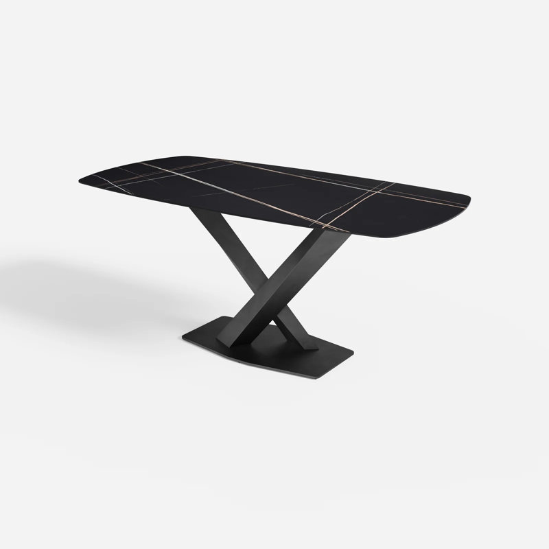 Table de salle à manger rectangulaire, table de salle à manger Kyliyah, Noir, Blanc, L 63 po x l 35,43 po
