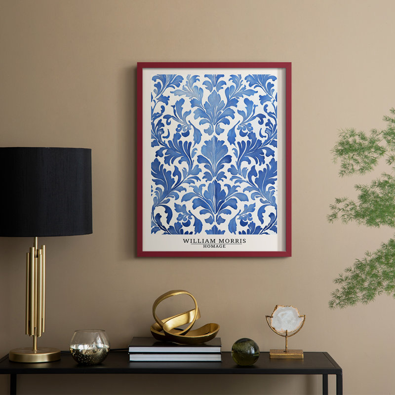 Imprimé encadré en bois massif de la série «CDXC III» de William Morris, H 15 po x l 12 po, Rouge