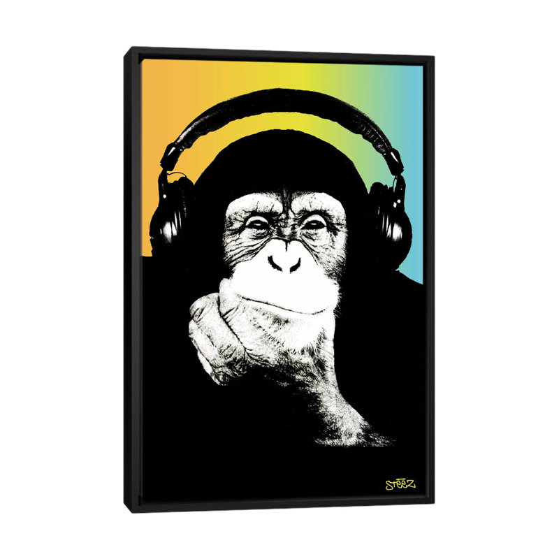 «Monkey Headophone Rasta III» par Steez, reproduction d'art graphique sur toile, H 60 po x l 40po x P 1,5 po, Pas de tapis