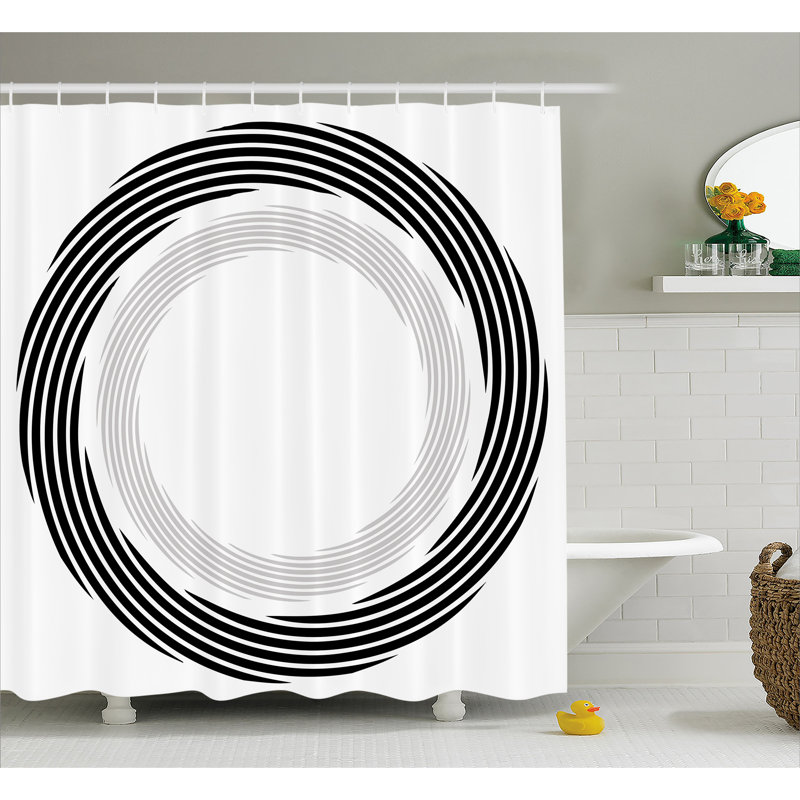 Geometric Shower Curtain with Hooks Included, 69" W x 75" L