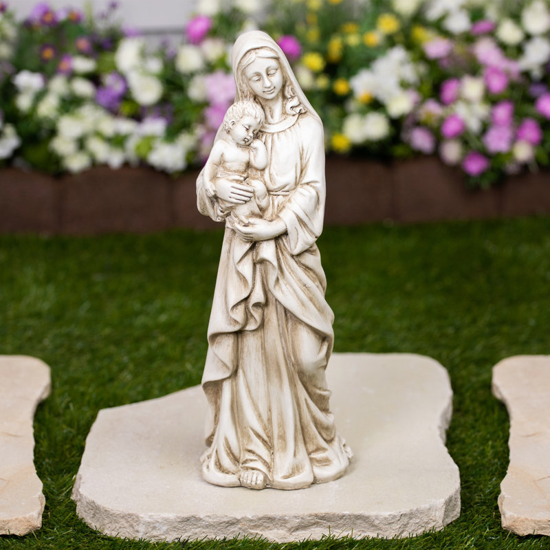 Statue debout avec bébé Jésus debout - 14,5 po - Beige