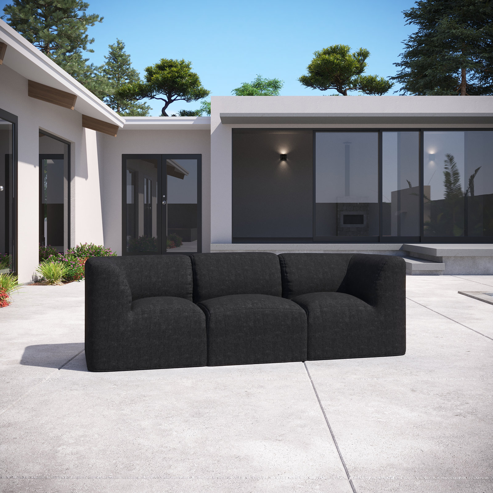 Praia 5-Person Patio Seating Group, Canvas Black Sunbrella® Canvas