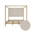 Lit à baldaquin doré moderne avec tête de lit tapissier en lin, structure en métal durable et design élégant pour les chambres luxueuses-1661463464