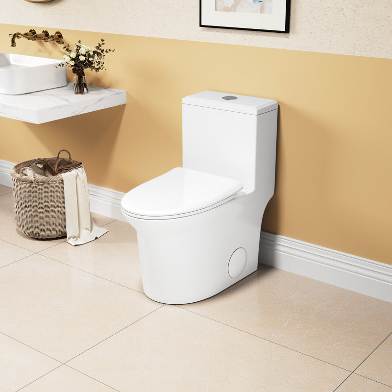 Toilette 1,1 / 1,6, céramique, hauteur confortable 15,55 po, blanc, siège à fermeture en douceur, et une chasse d'eau en céramique, en hauteur, et approuvé