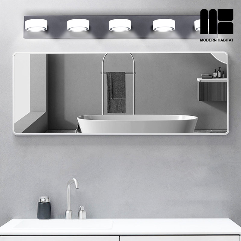 Black Adjustable 5-Light LED Vanity Light with Dome Shade