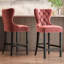 Hanska Upholstered and Velvet Bar Stool with Solid Wood Frame-1227156907