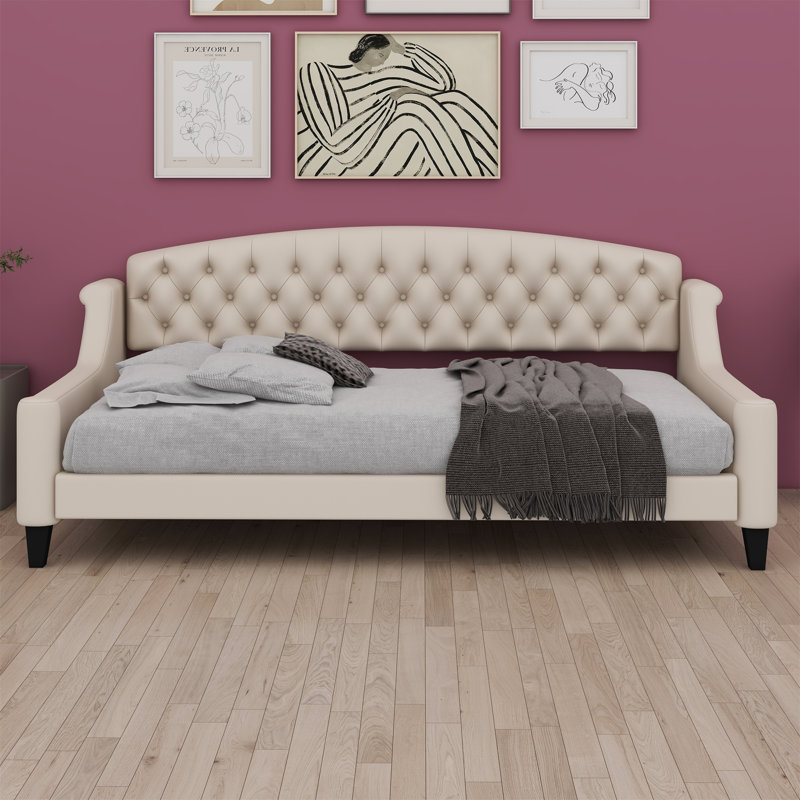 Lit de jour Breannon, Lit simple, Beige