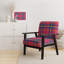 Fauteuil d'appoint rembourré à motif rose et bleu Tartan