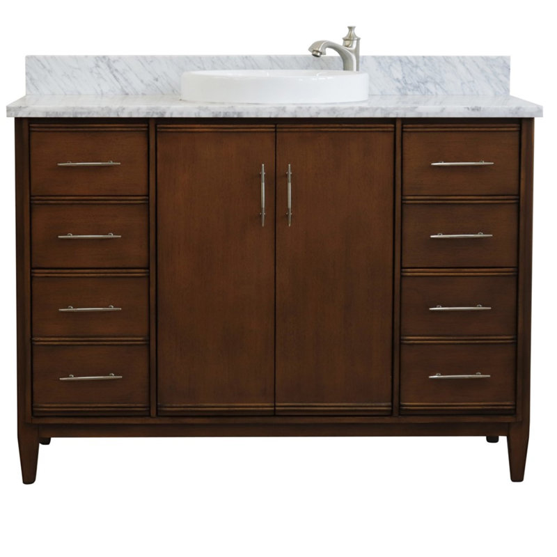 Harton 49 " W Freestanding Standard Free Standing 1 Single Vanity Bathroom Vanity With Top, White Carrara