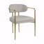 Set Of 2 Dining Chairs, Chenille And Gold Arm Chair