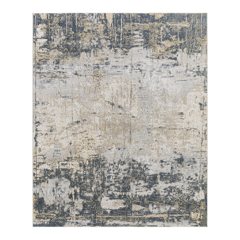 Tapis gris à motif abstrait Brazell, Rectangle 2 pi x 3 pi
