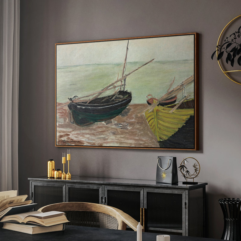 Impression nautique rétro-XCIX, Toile encadrée noyer flottant, H 25 po x l 37 po