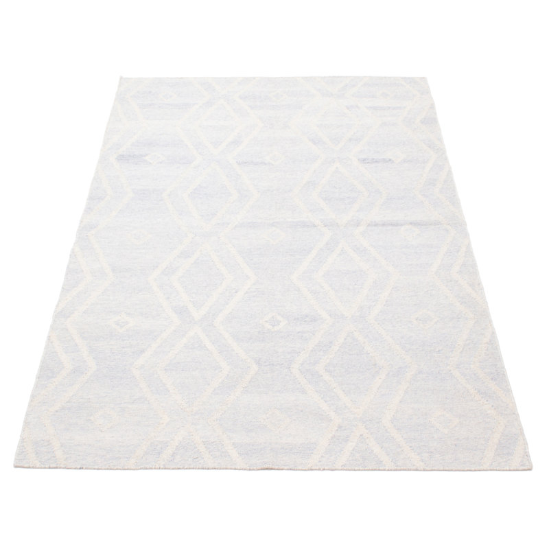 Tapis unique en denim bleu kilim 4 pi 11 po x 7 pi 10 po Ankara