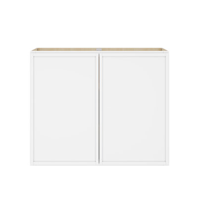 Modern White Birch Modular Wall Cabinet with Narrow-Frame Doors & Soft-Close Hardware for Kitchens and Multi-Use Spaces