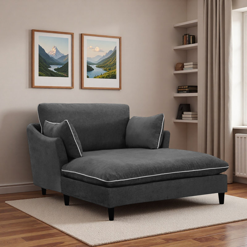 Chaise longue moderne avec coussins, Noir